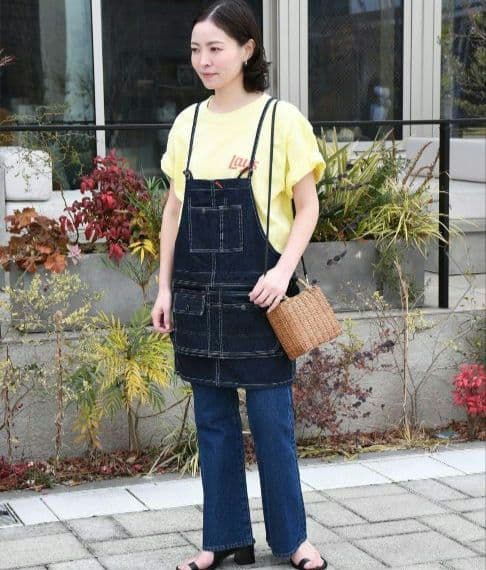 美品 Johnbull ジョンブル デニム ミニサロペット スカート エプロン