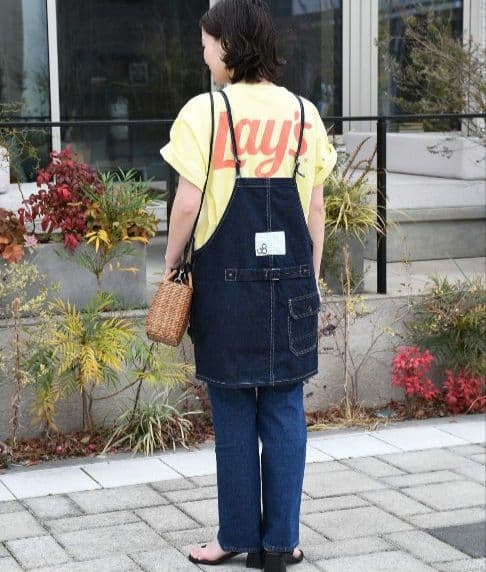 美品 Johnbull ジョンブル デニム ミニサロペット スカート エプロン