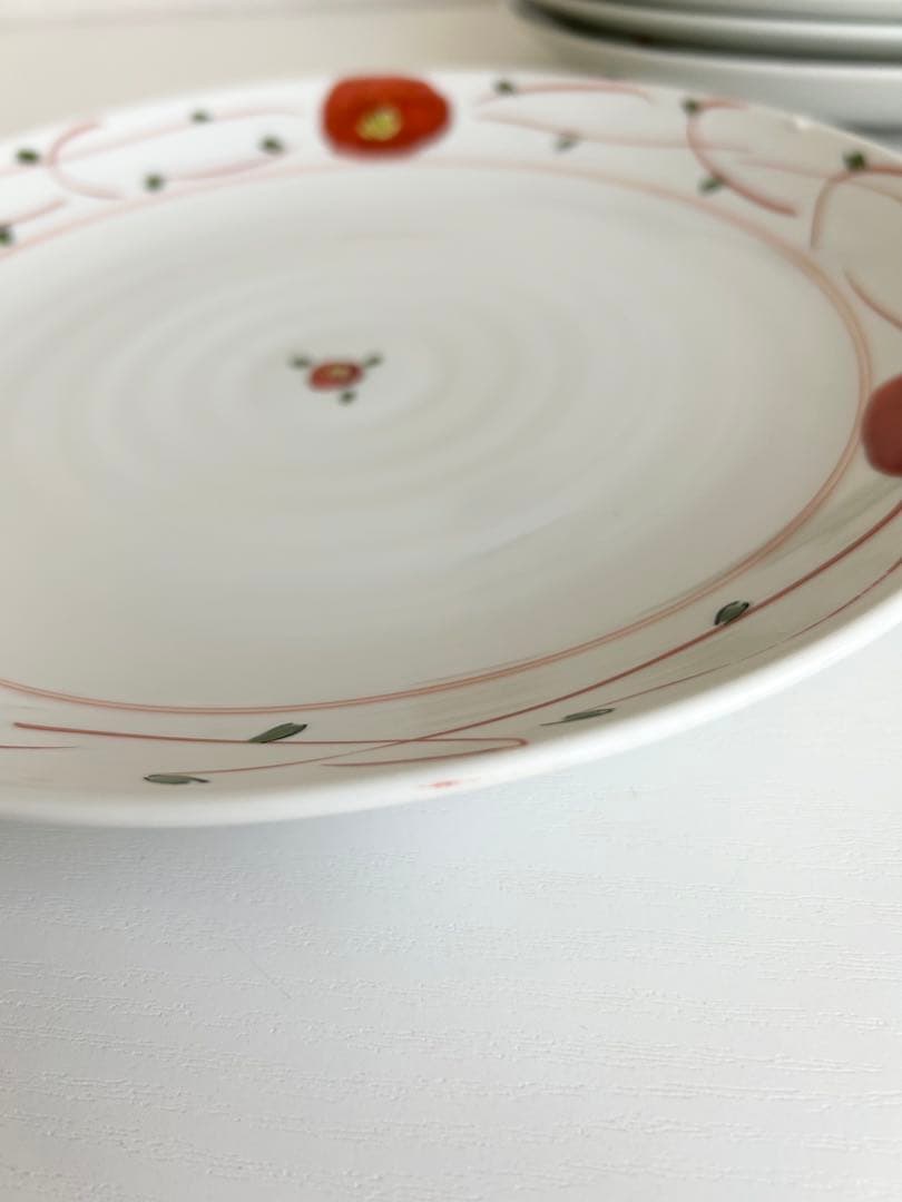 わざん　赤絵大皿　花柄陶器皿 4枚セット