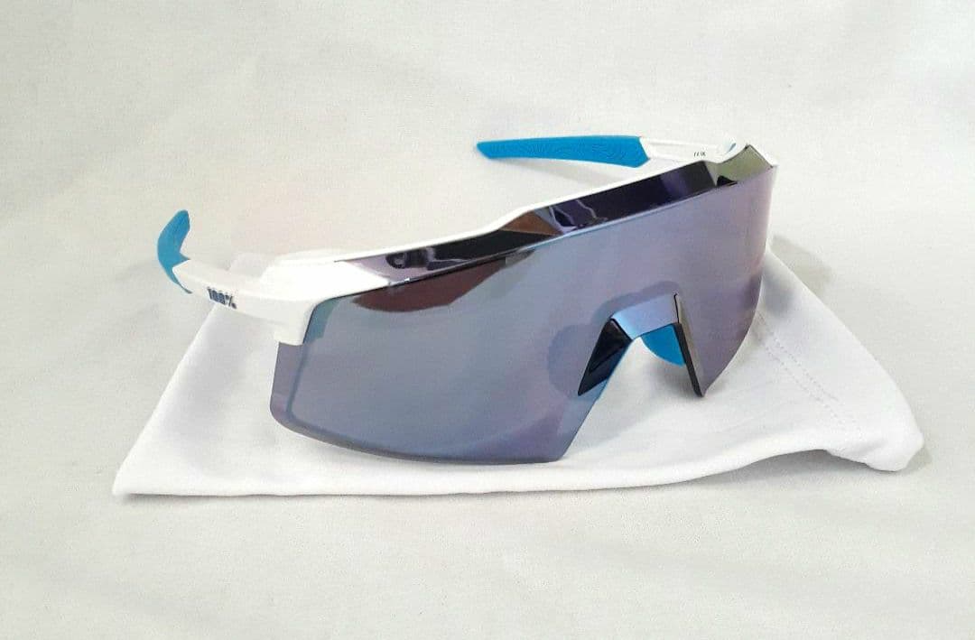 100% Aerocraft ホワイト ブルー ワンハンドレッド サングラス