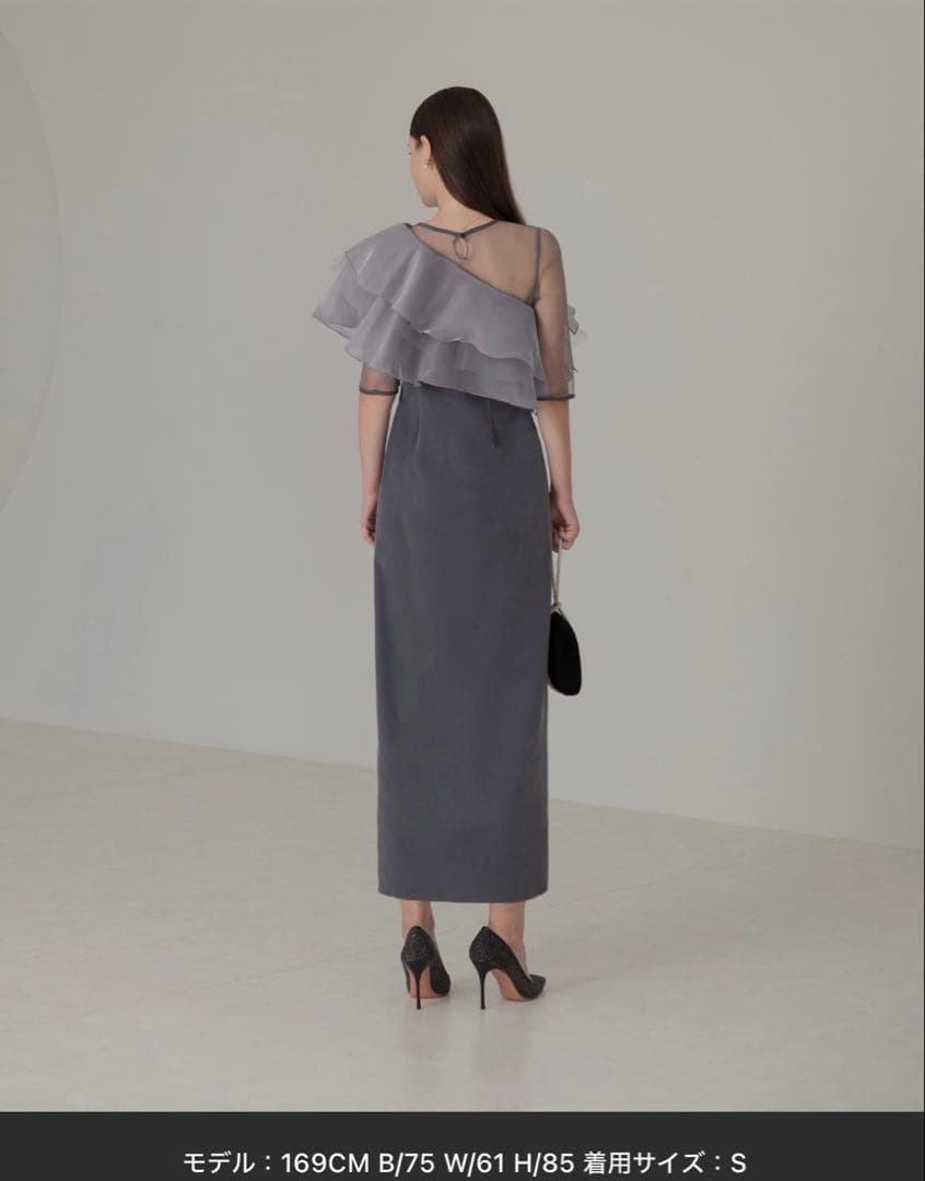 値下げ【LEJA】アシンメトリーティアードフリル3WAYベロアIラインドレス　S