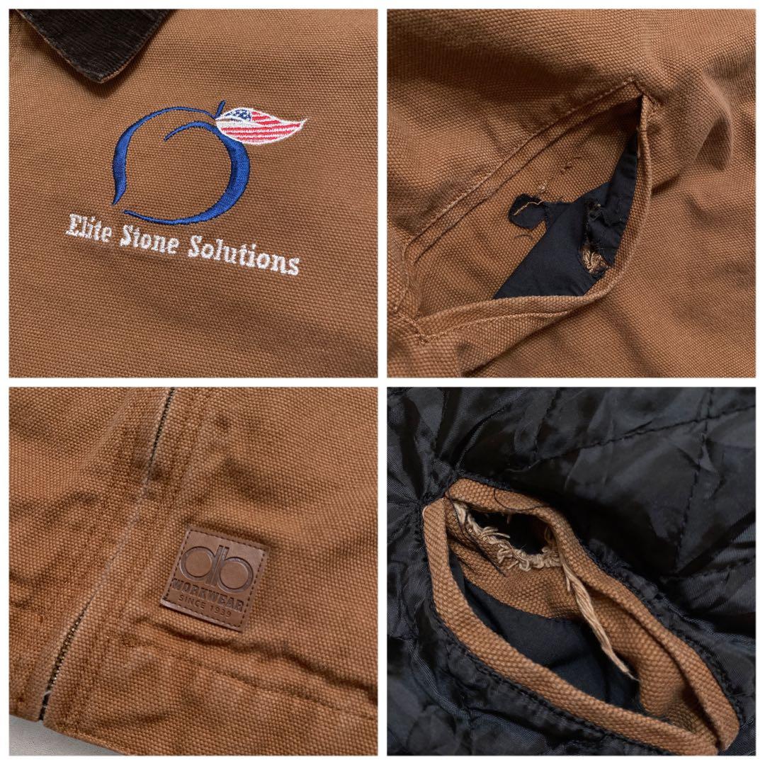 タレダックジャケットXL企業ロゴ刺繍ブラウン襟コーデュロイ中綿キルティング