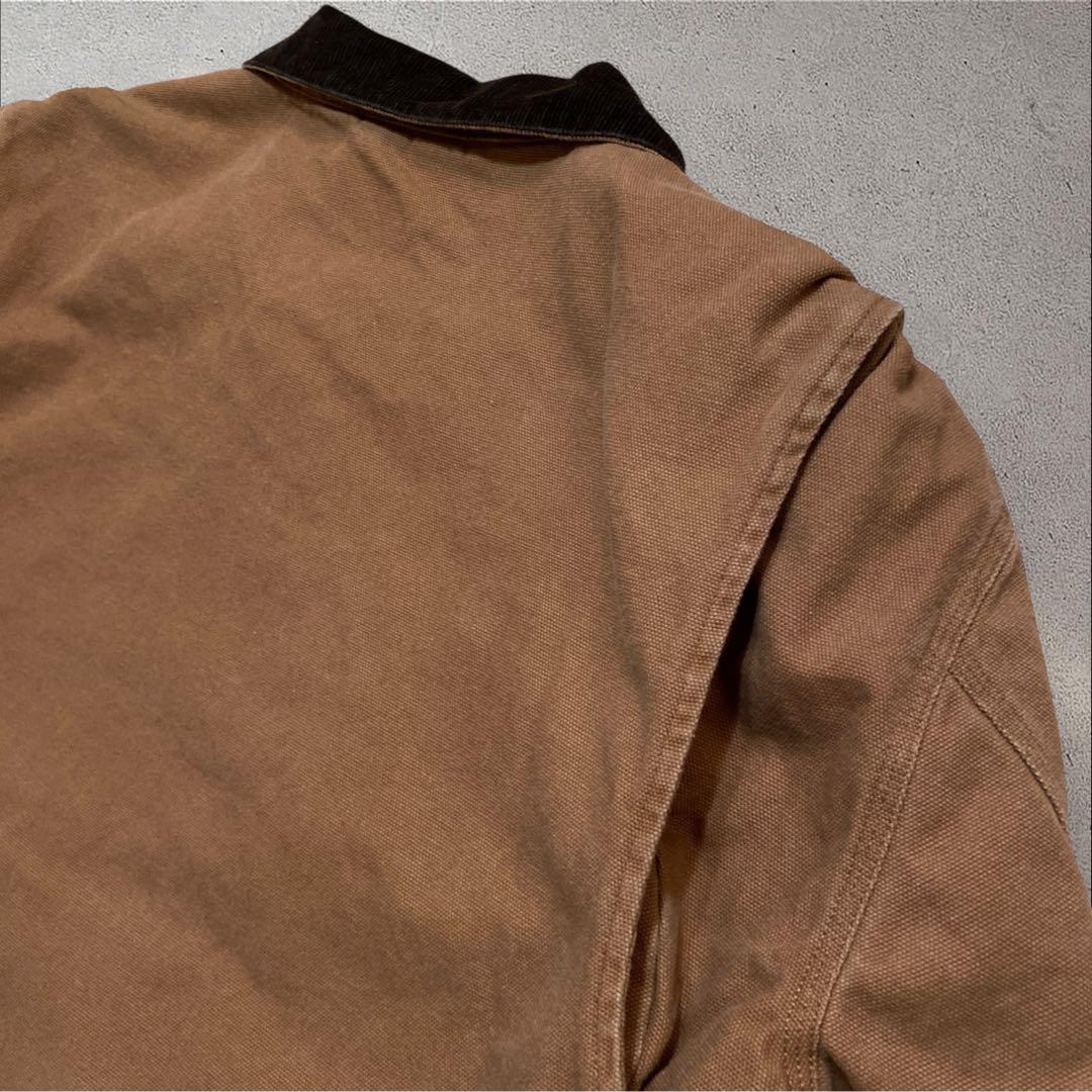 タレダックジャケットXL企業ロゴ刺繍ブラウン襟コーデュロイ中綿キルティング