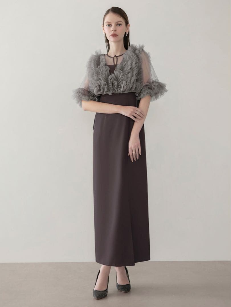 チュールフリルビスチェIラインワンピースドレス結婚式二次会パーティー成人式デート