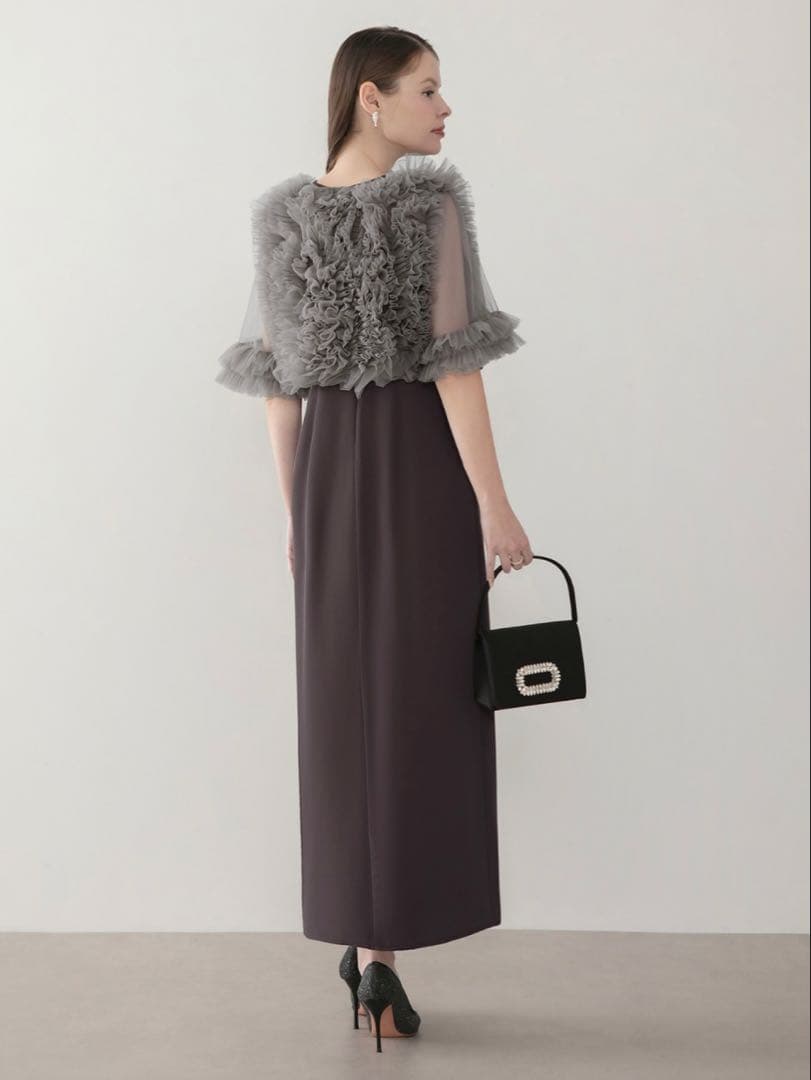 チュールフリルビスチェIラインワンピースドレス結婚式二次会パーティー成人式デート