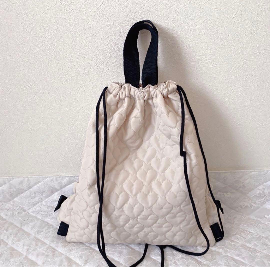 レッスンバッグ.体操服入れ.上靴袋3点セット♡ハート柄キルティングホワイト