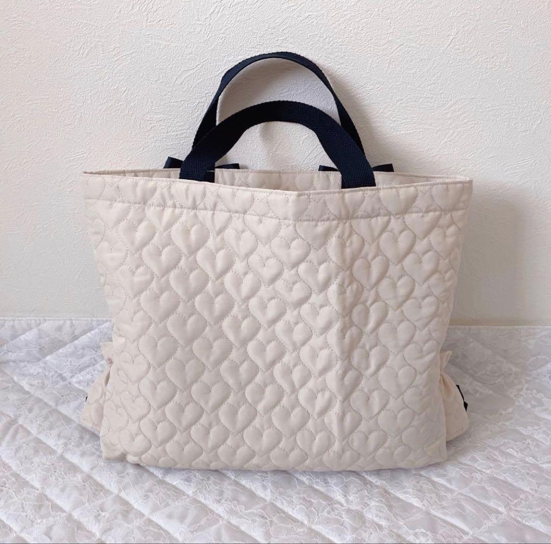 レッスンバッグ.体操服入れ.上靴袋3点セット♡ハート柄キルティングホワイト