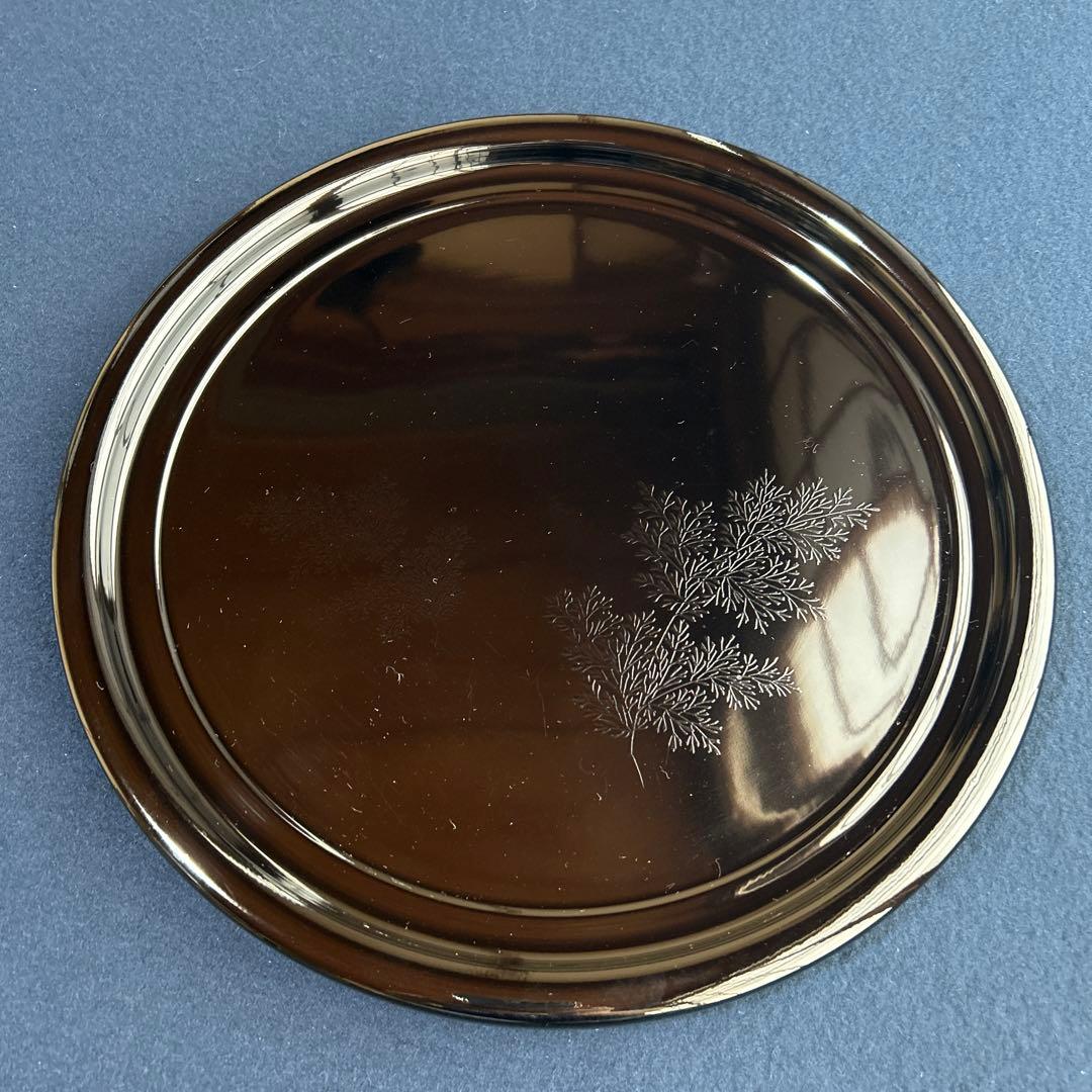 漆盆　懐石膳　丸盆　岡本漆専堂製　５客組