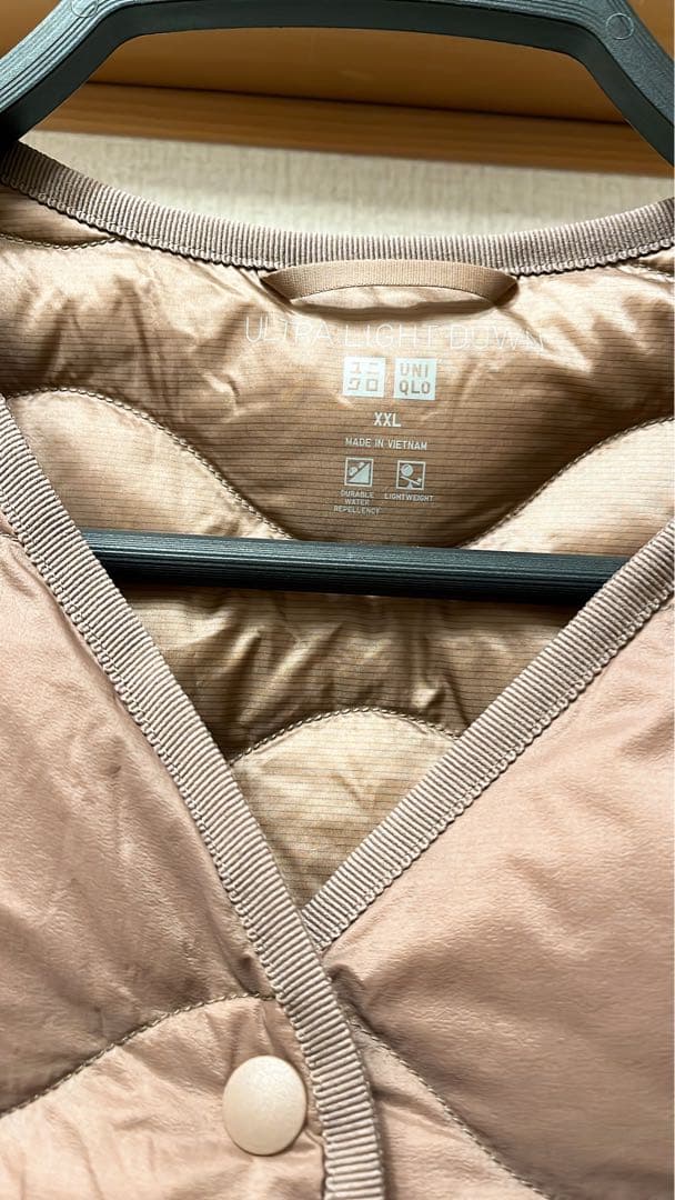 ユニクロ UNIQLO ウルトラライトダウンロングベスト ブラウン XXL