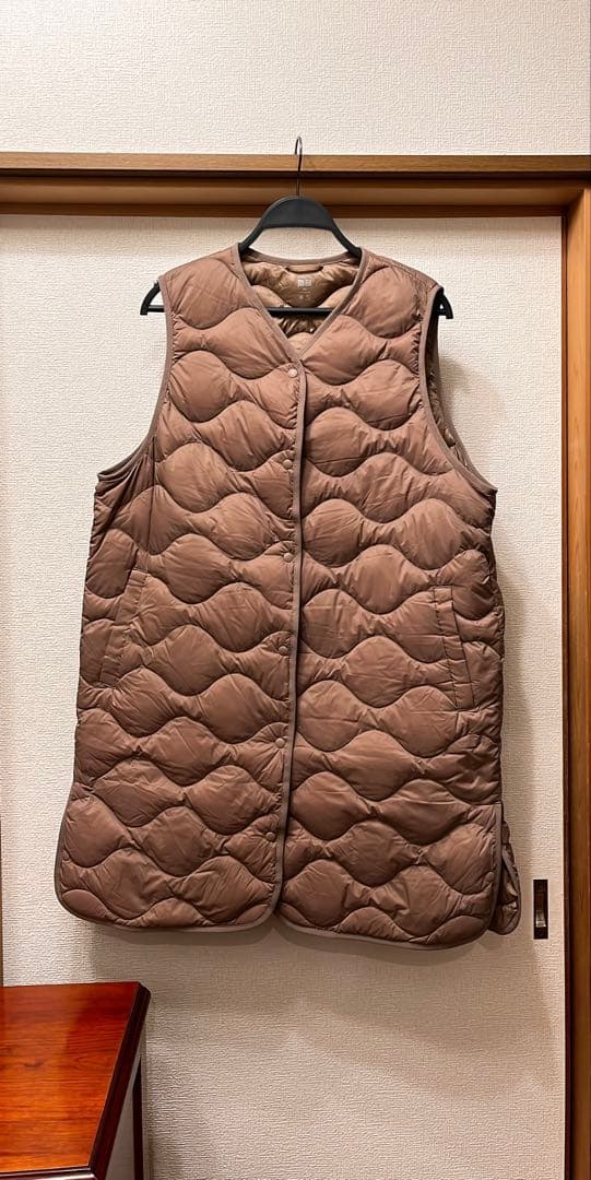 ユニクロ UNIQLO ウルトラライトダウンロングベスト ブラウン XXL