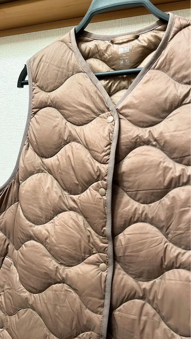 ユニクロ UNIQLO ウルトラライトダウンロングベスト ブラウン XXL