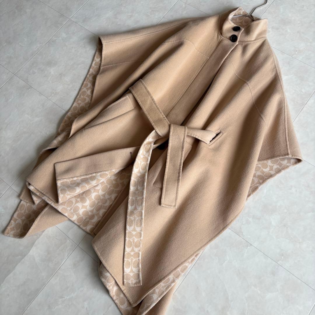 極美品✨ COACH ダブルフェイス ケープコート シグネチャー S ベルト付