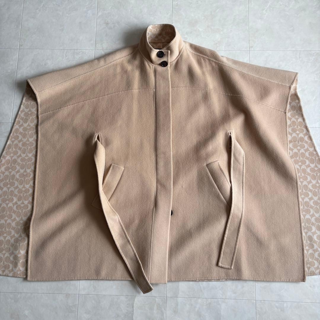 極美品✨ COACH ダブルフェイス ケープコート シグネチャー S ベルト付