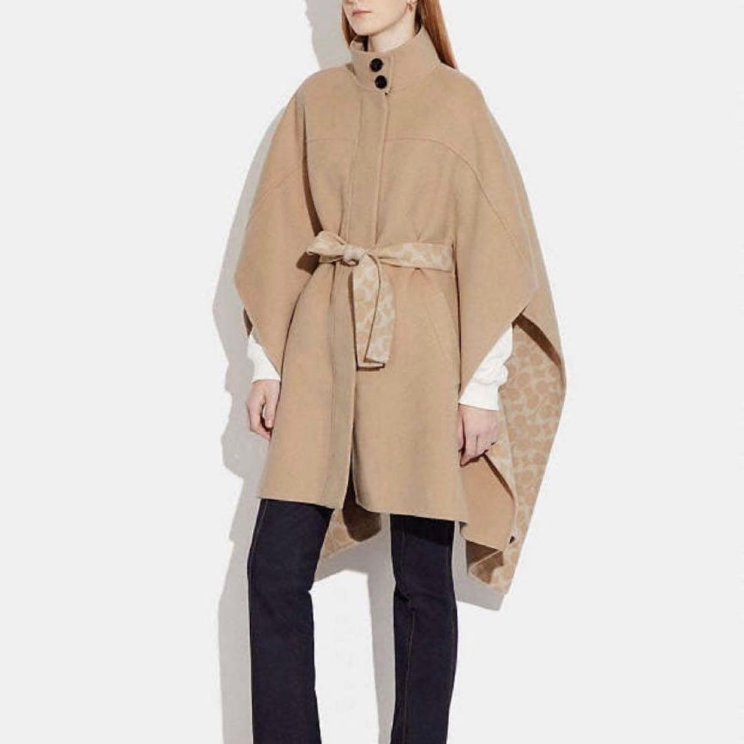 極美品✨ COACH ダブルフェイス ケープコート シグネチャー S ベルト付