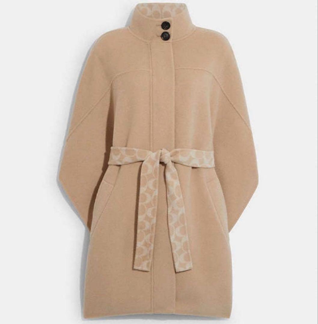 極美品✨ COACH ダブルフェイス ケープコート シグネチャー S ベルト付