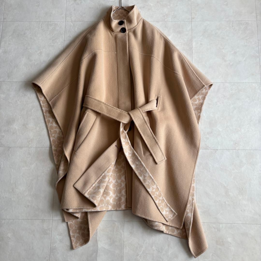 極美品✨ COACH ダブルフェイス ケープコート シグネチャー S ベルト付