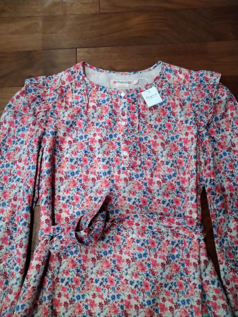 Bonpoint【新品タグ付き】花柄 フリル長袖 ワンピース 150cm14A