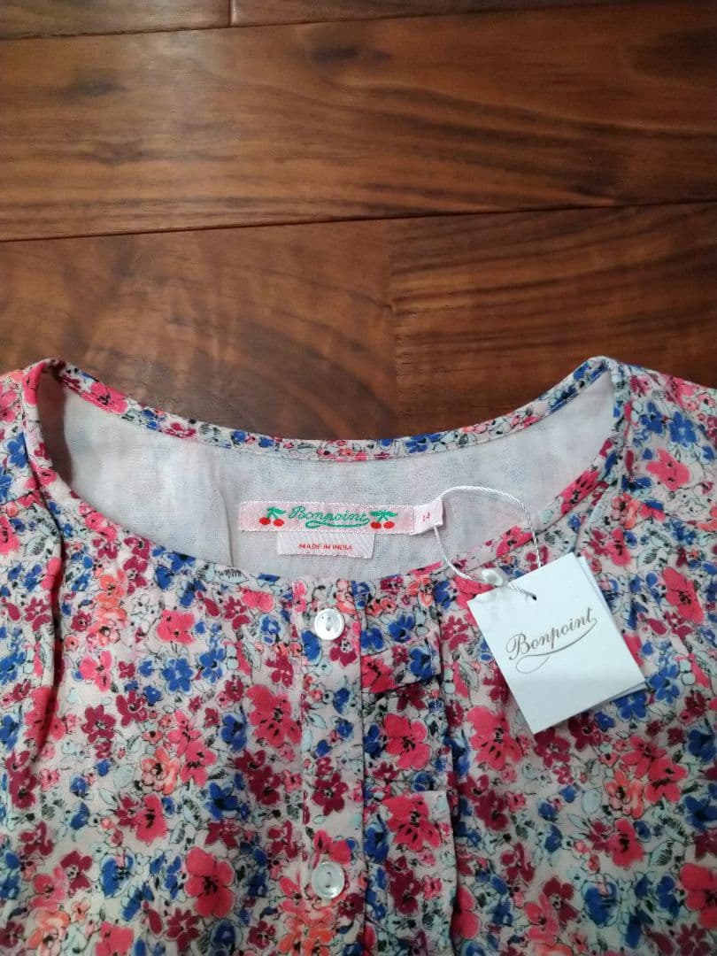 Bonpoint【新品タグ付き】花柄 フリル長袖 ワンピース 150cm14A