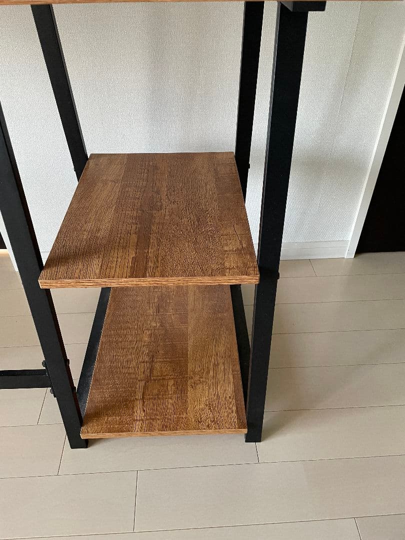 120×50cm パソコンデスク ラック付デスク ブラックオーク アイアン