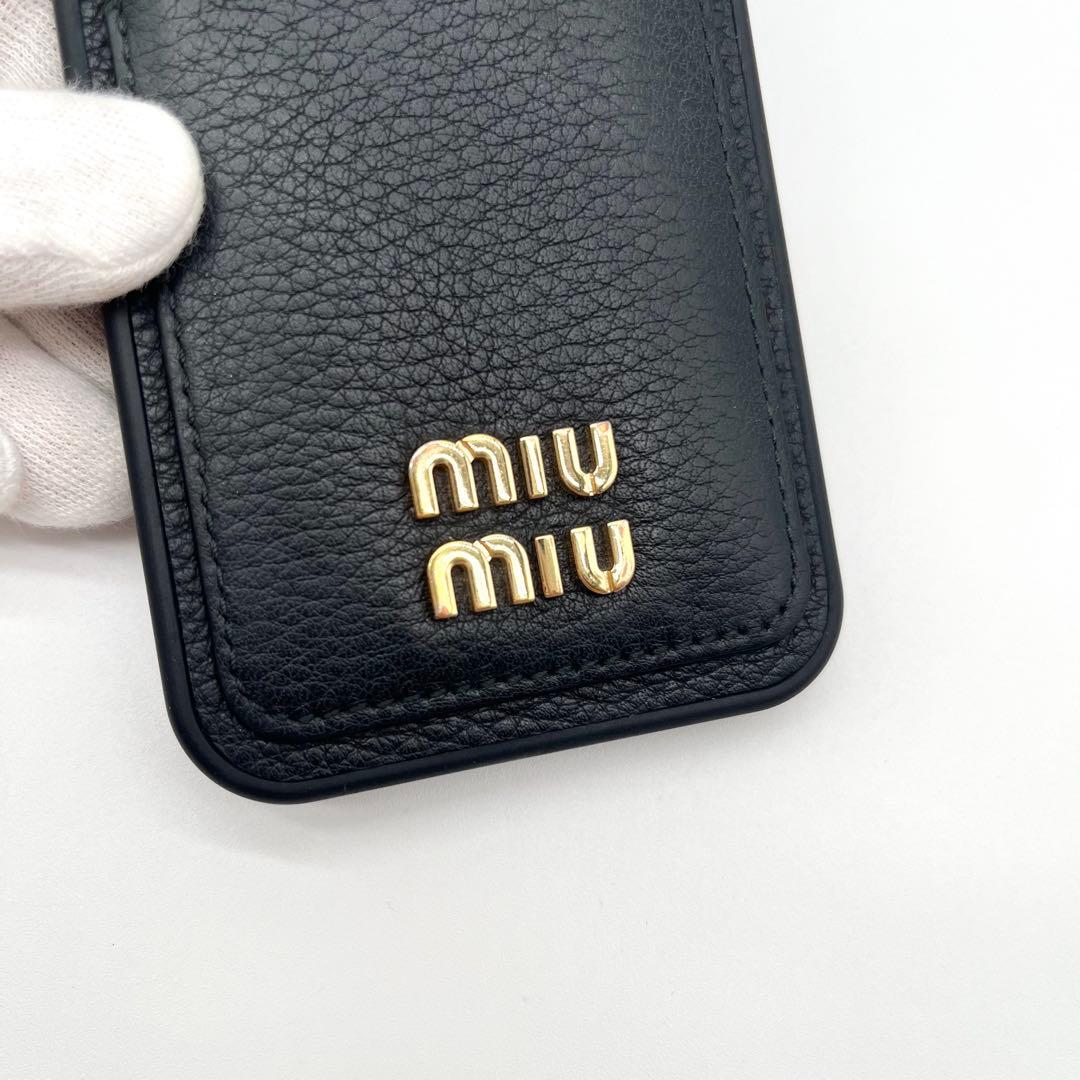 【美品✨Gカード付】MIU MIU iPhone13 Pro レザー ロゴ 黒