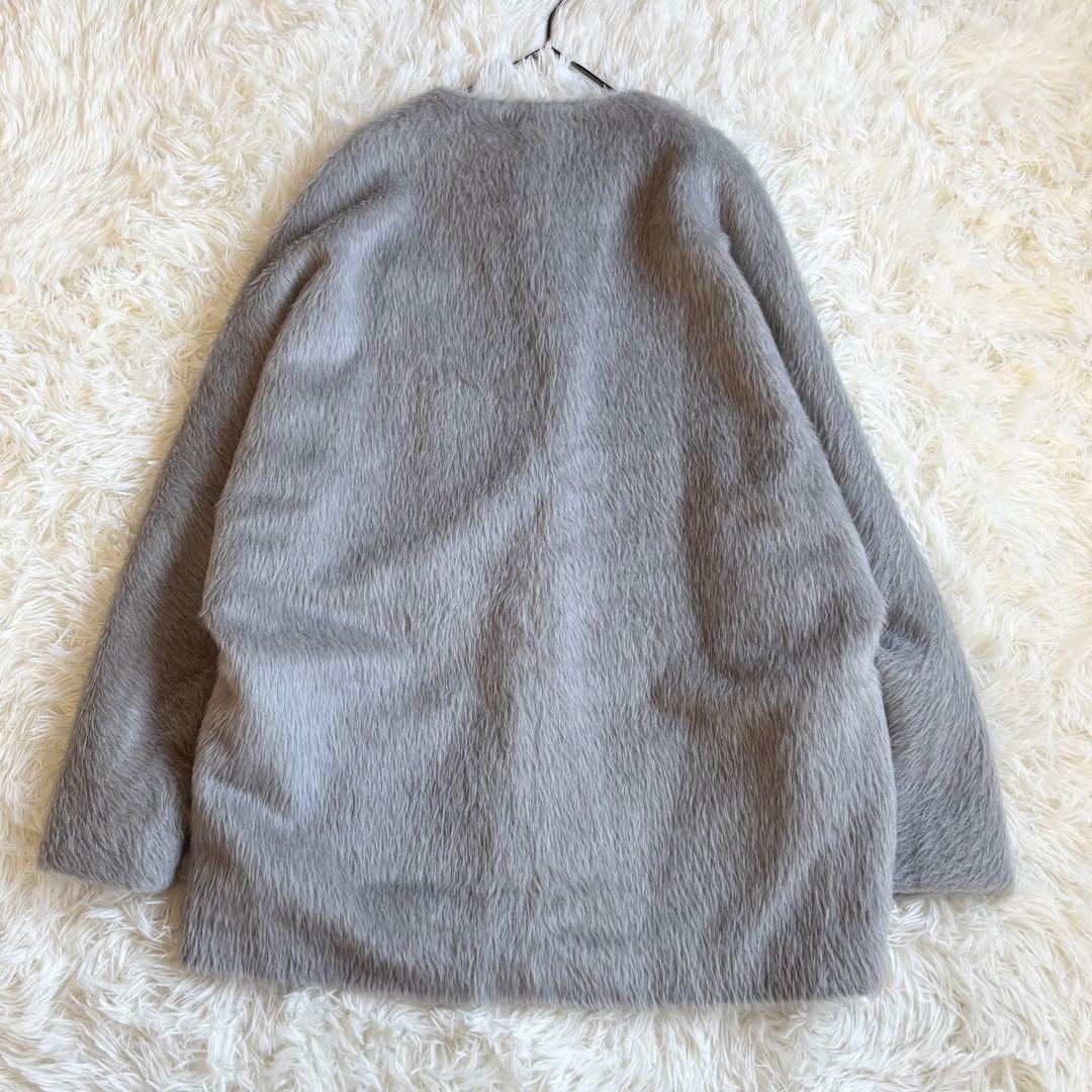 美品✨定価16.5万 エブール アルパカシャギー ノーカラー コート 38