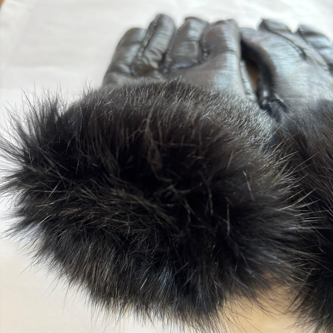 ヴィヴィアンウエストウッド　本革　手袋　グローブ　ファー　ブラック　黒