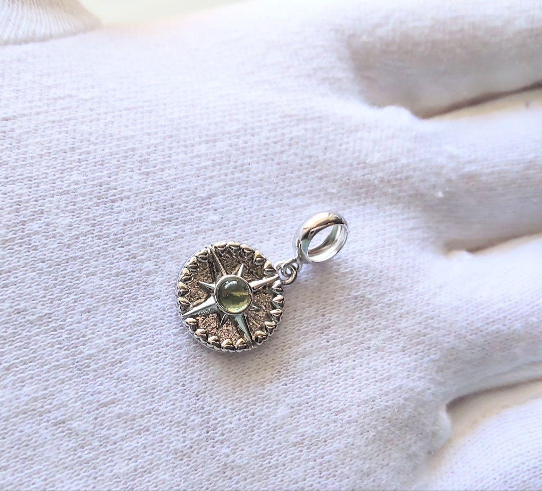 モルダバイト×メテオライト シルバーカラー ネックレストップ 天然石