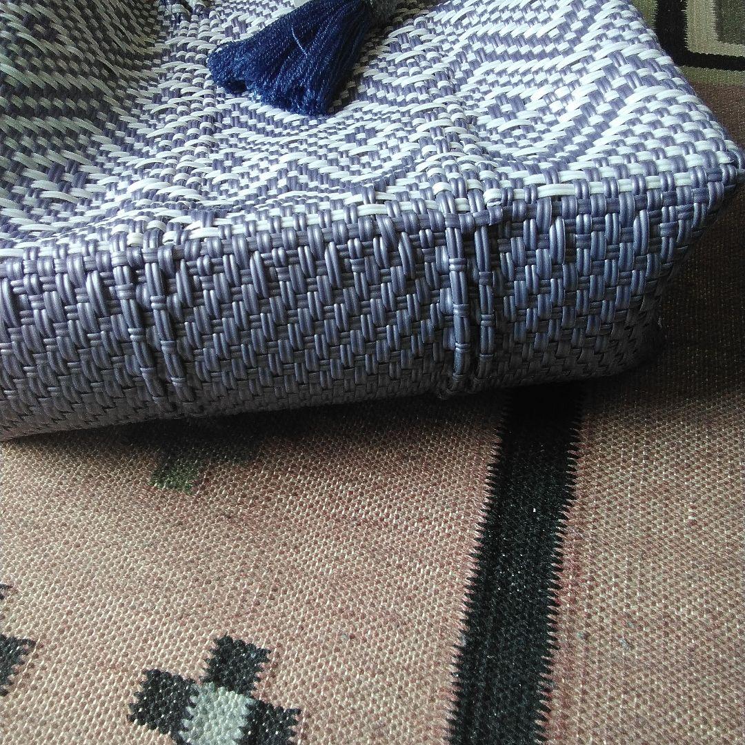 メルカドバッグ　パープル　ポンポン付き　メキシコ　カゴバッグ