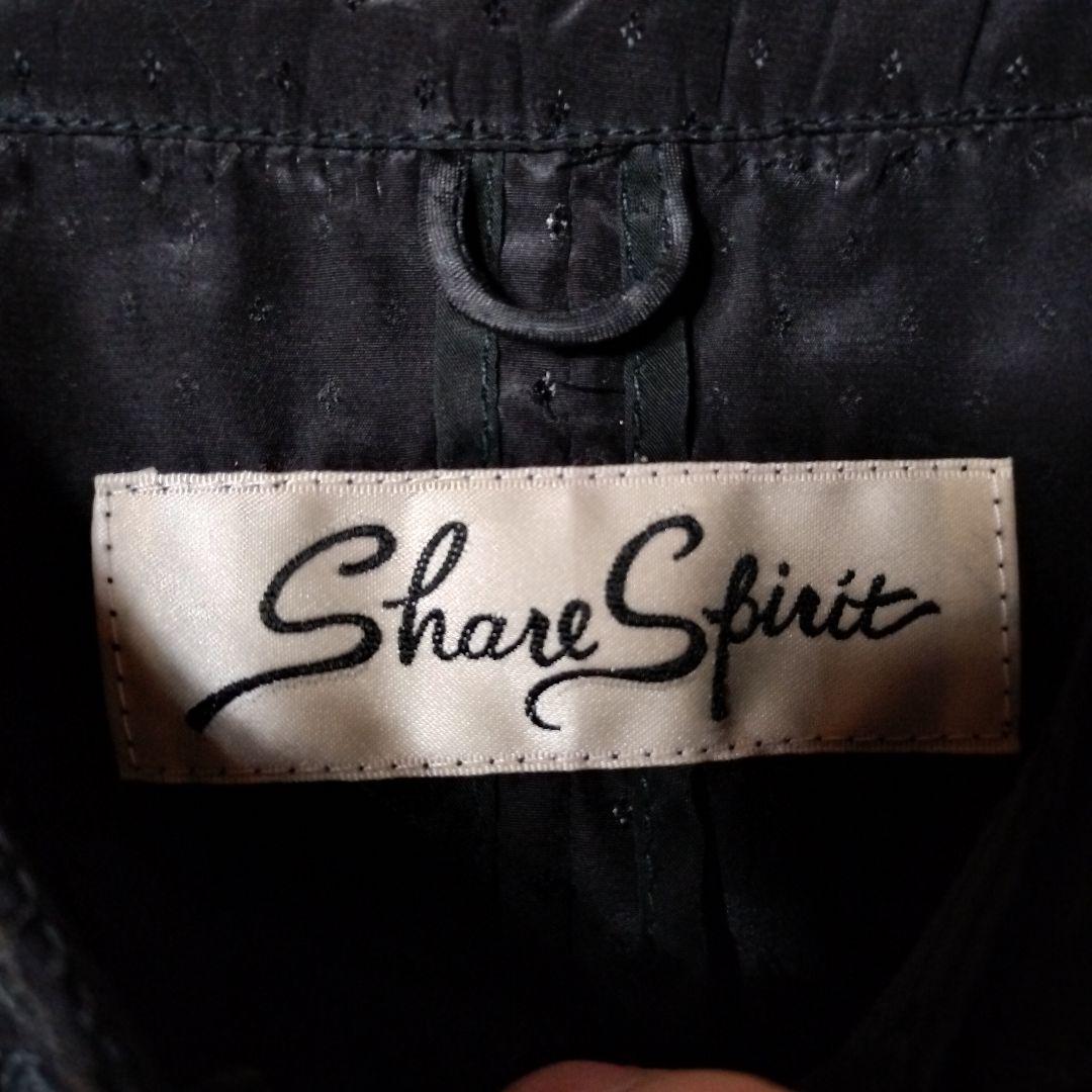 share spirit デザインノーカラージャケット 薄手 フリル ナイロン