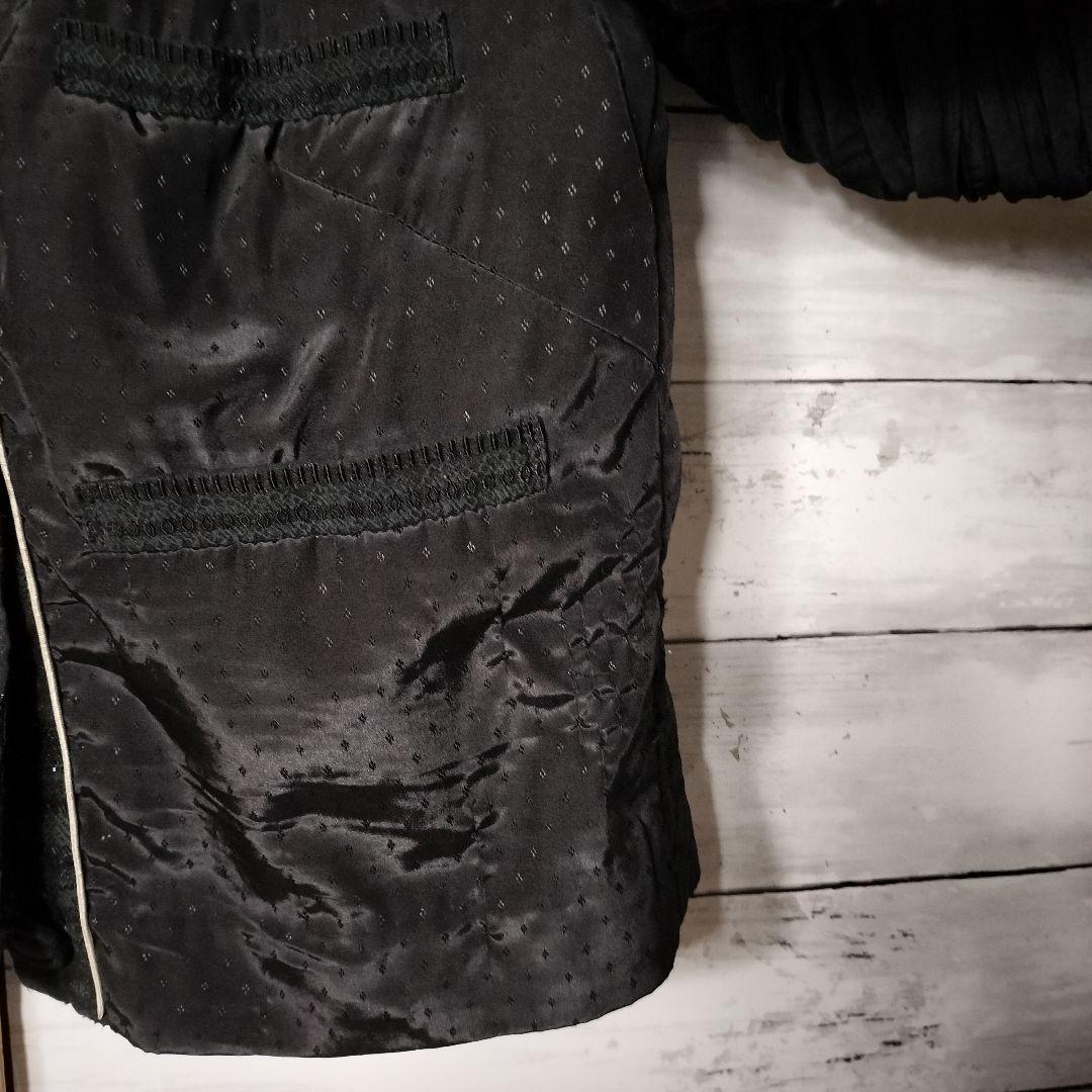 share spirit デザインノーカラージャケット 薄手 フリル ナイロン