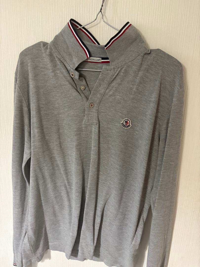 MONCLER グレー 長袖ポロシャツ