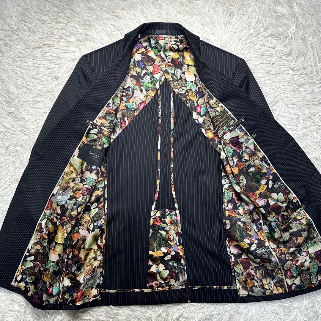 未使用級 現行 ポールスミス ロロピ シルク混 光沢 鉱石柄 セットアップ M
