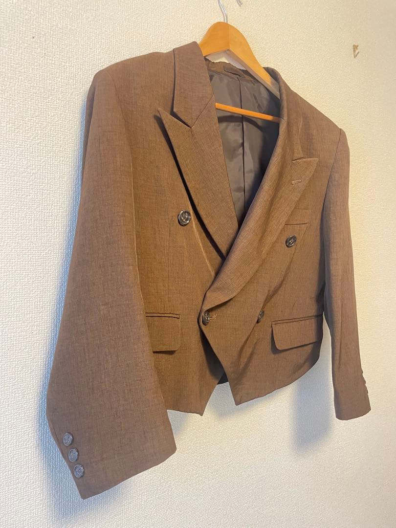 70s vintage 短丈　レトロスーツ ダブルブレスト　茶色4B 菅田将暉