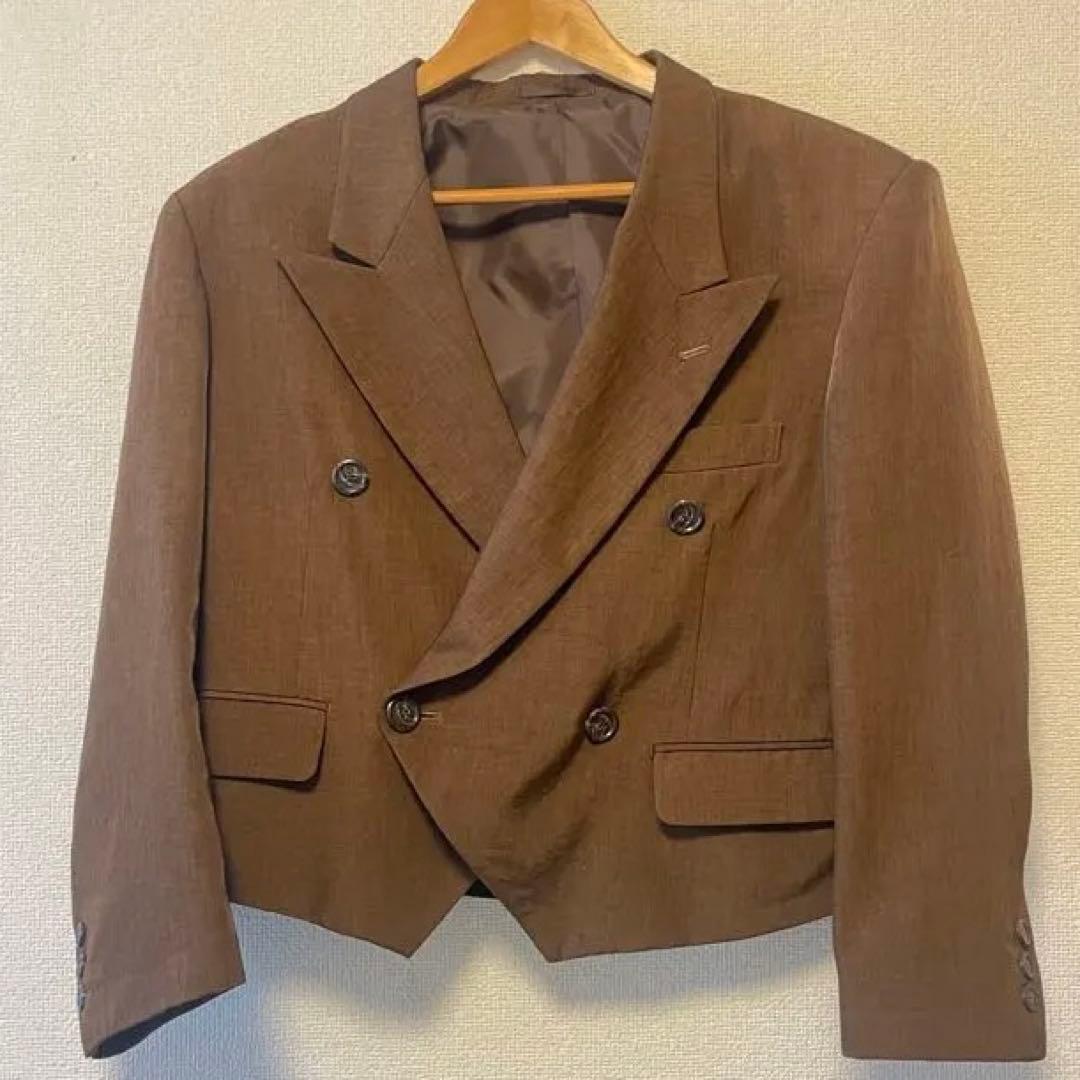 70s vintage 短丈　レトロスーツ ダブルブレスト　茶色4B 菅田将暉
