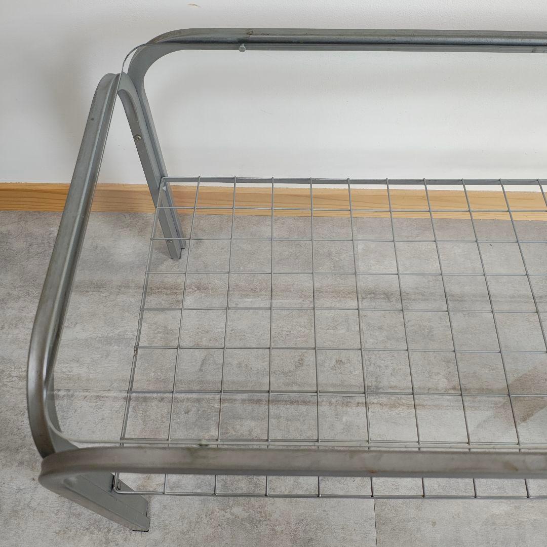 ミッドセンチュリー 昭和レトロ ガラステーブル ローテーブル アイアンフレーム