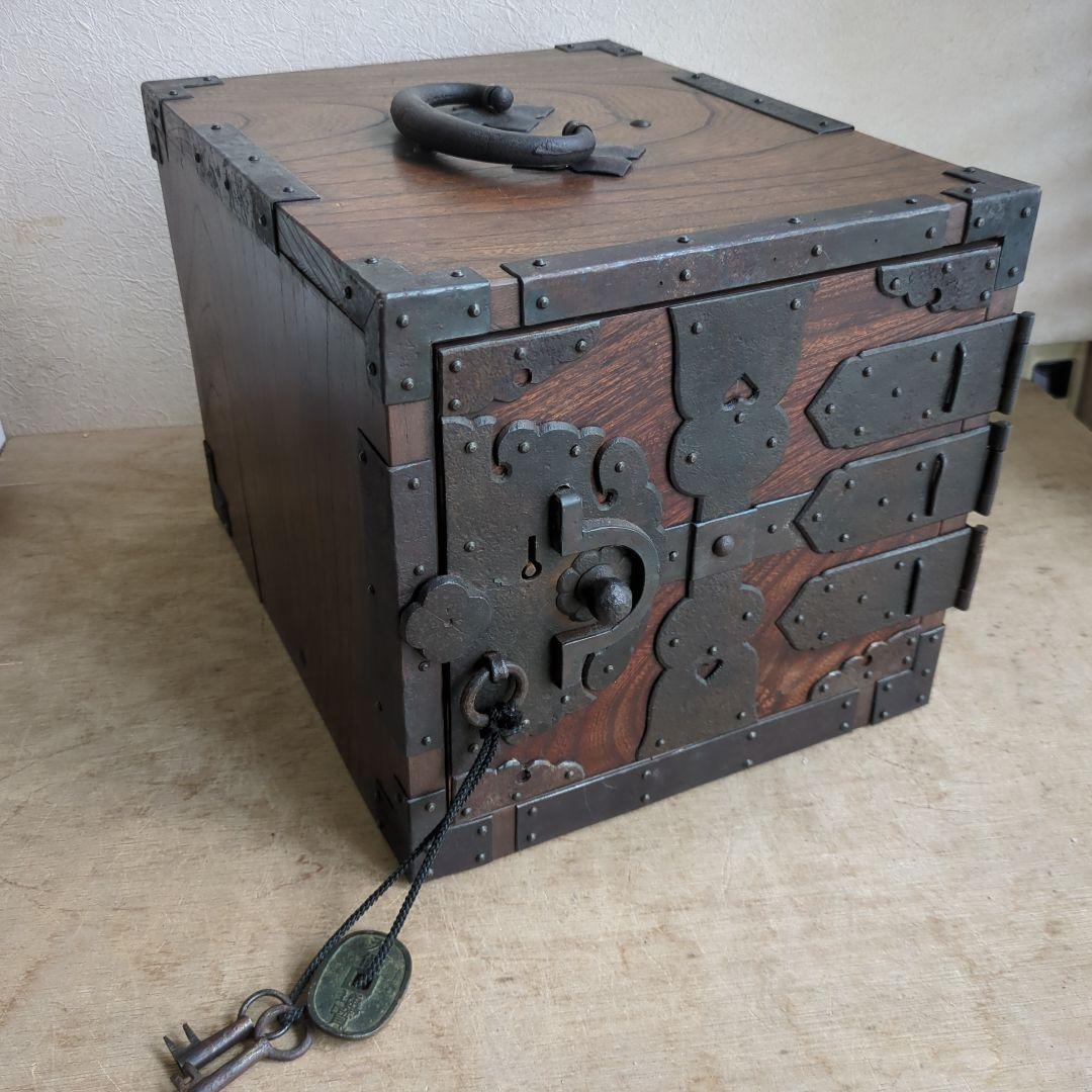 TORU 骨董 船箪笥 銭箱 引き出し 金具 鍵付 手提げ