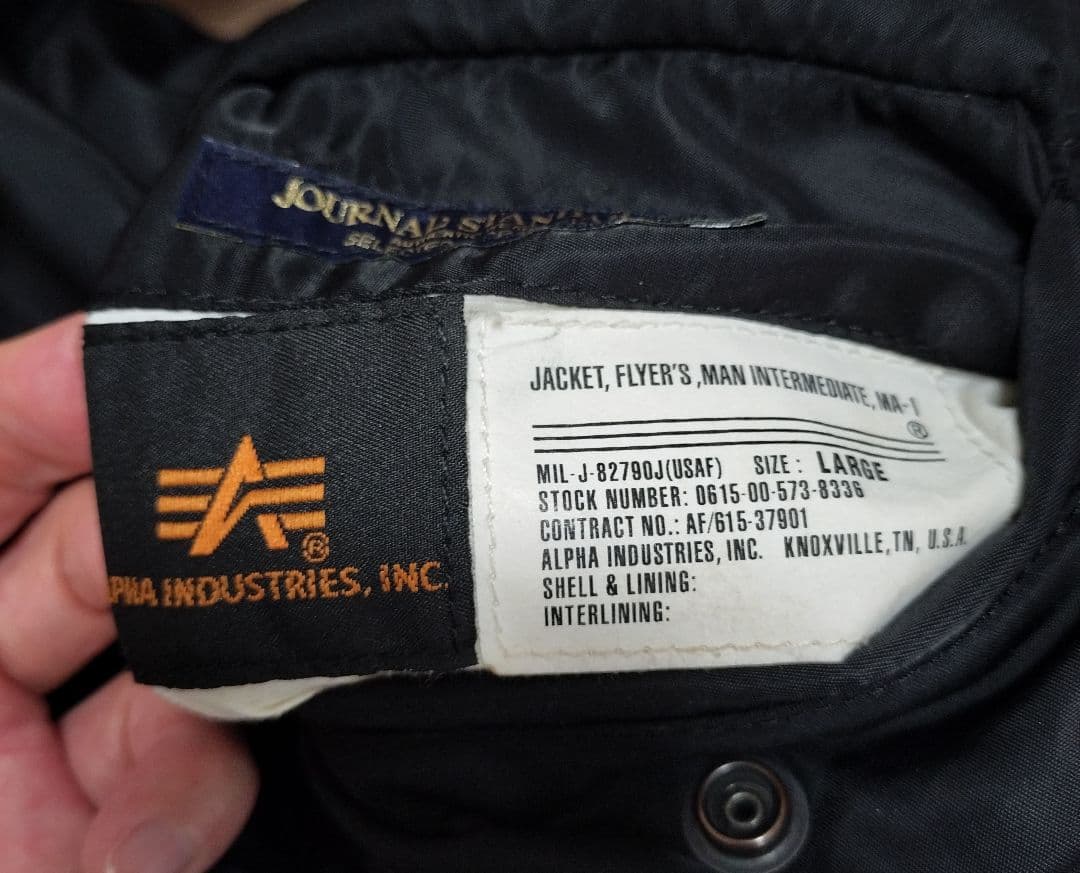 JOURNAL STANDARD別注 alpha MA-1 ブラック L