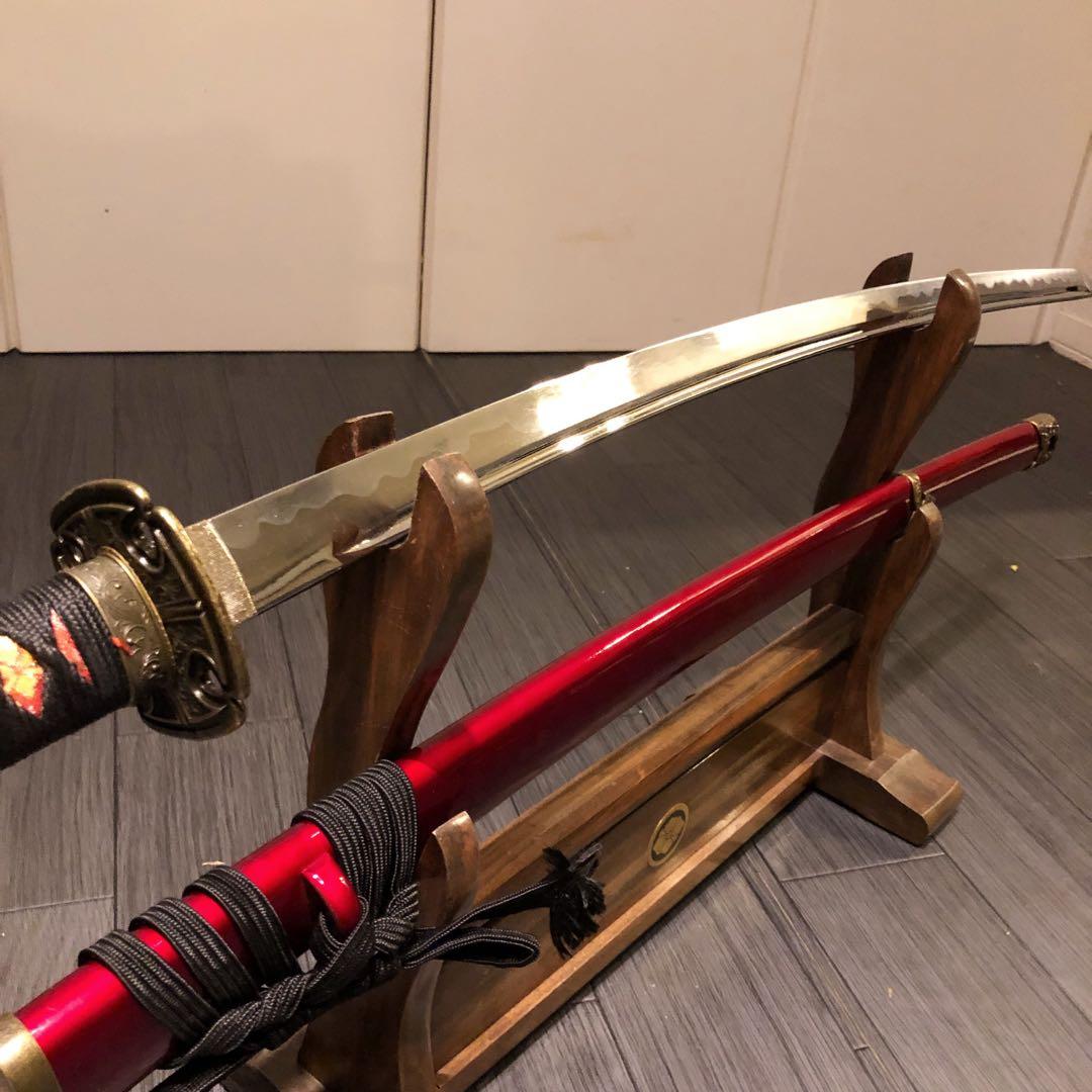 高級模造刀　居合刀　樋入刀身　合金刀身　朱拵え