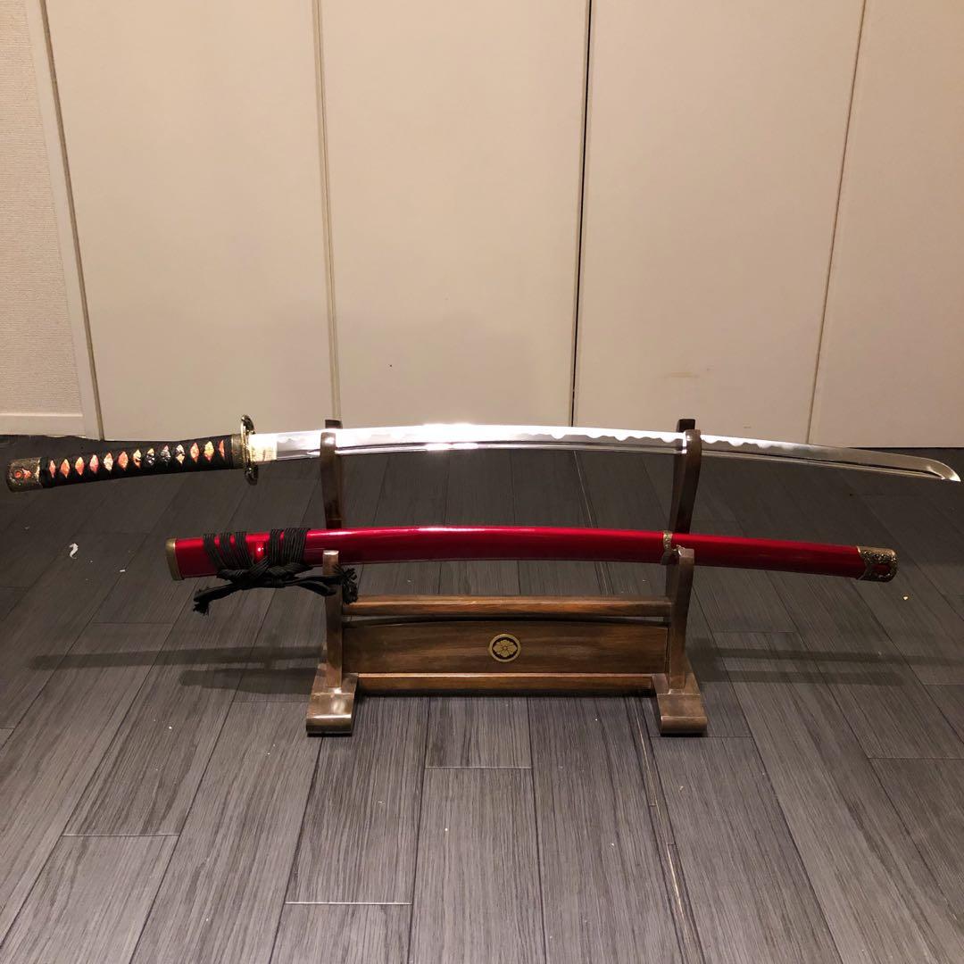 高級模造刀　居合刀　樋入刀身　合金刀身　朱拵え