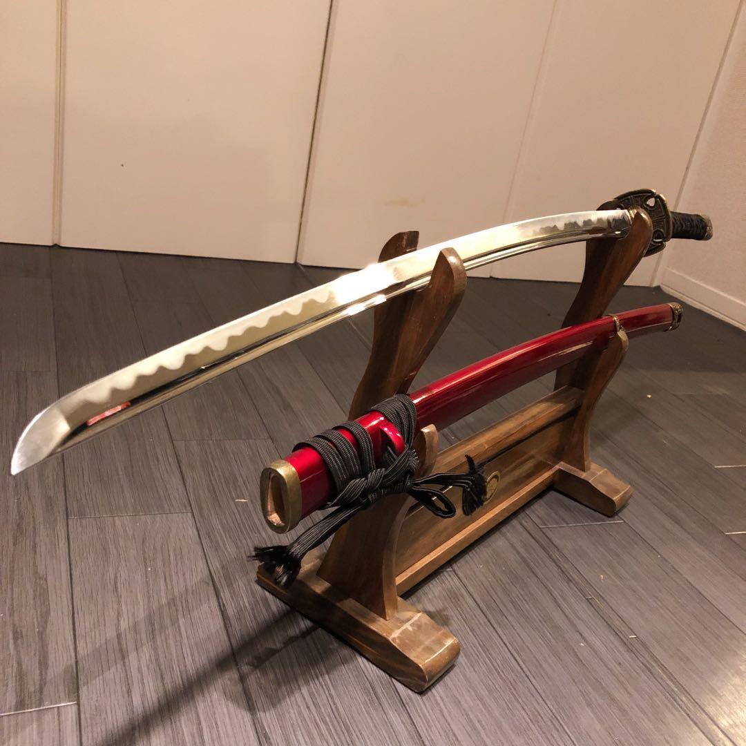 高級模造刀　居合刀　樋入刀身　合金刀身　朱拵え