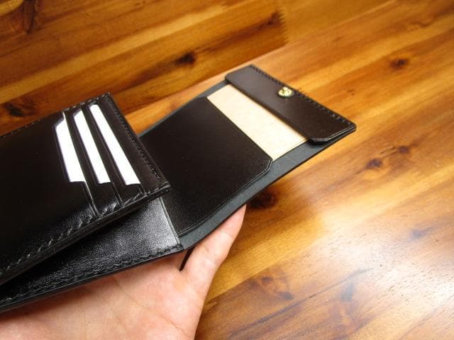 コンパクトウォレット コードバン ブラック 新喜皮革 財布 キャッシュレス 黒