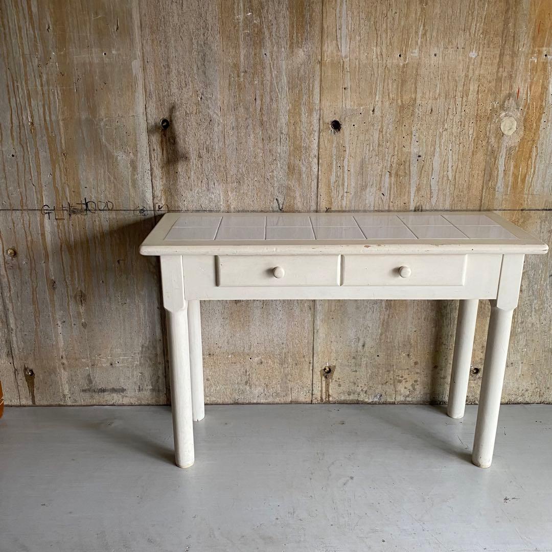 タイルトップ　コンソールテーブル　フレンチカントリー　シャビー　ヴィンテージ