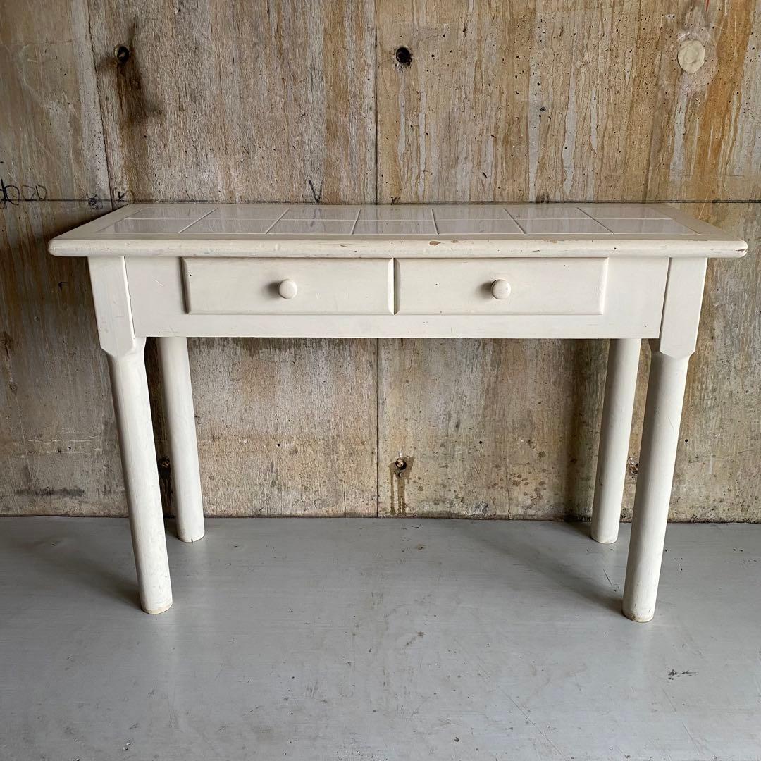 タイルトップ　コンソールテーブル　フレンチカントリー　シャビー　ヴィンテージ