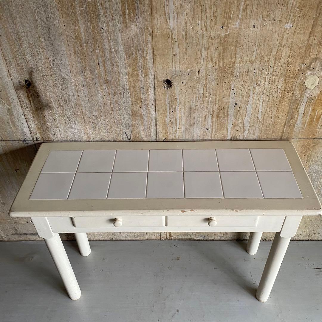 タイルトップ　コンソールテーブル　フレンチカントリー　シャビー　ヴィンテージ