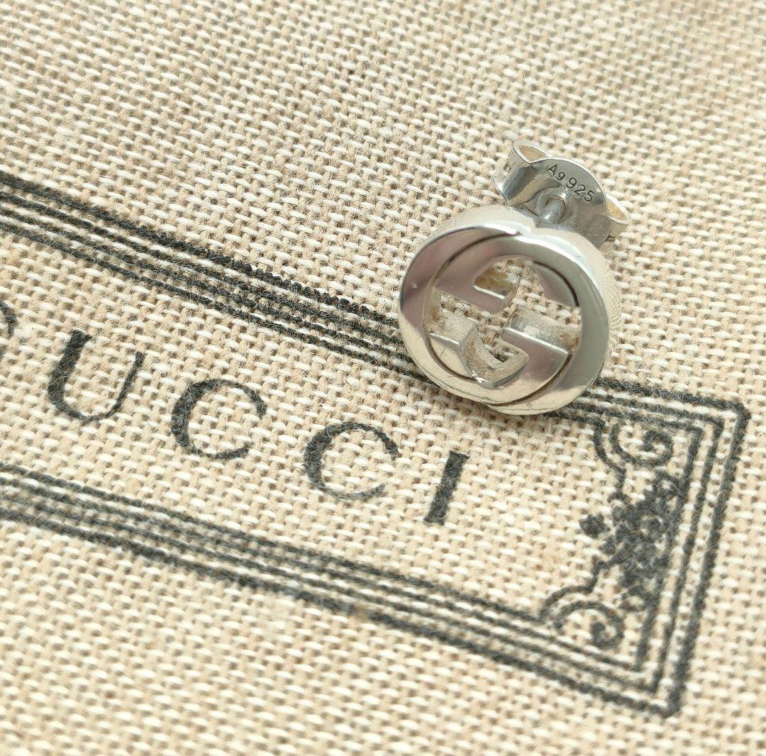 GUCCI インターロッキングピアス　片耳　シルバー925 GG　箱　保存袋