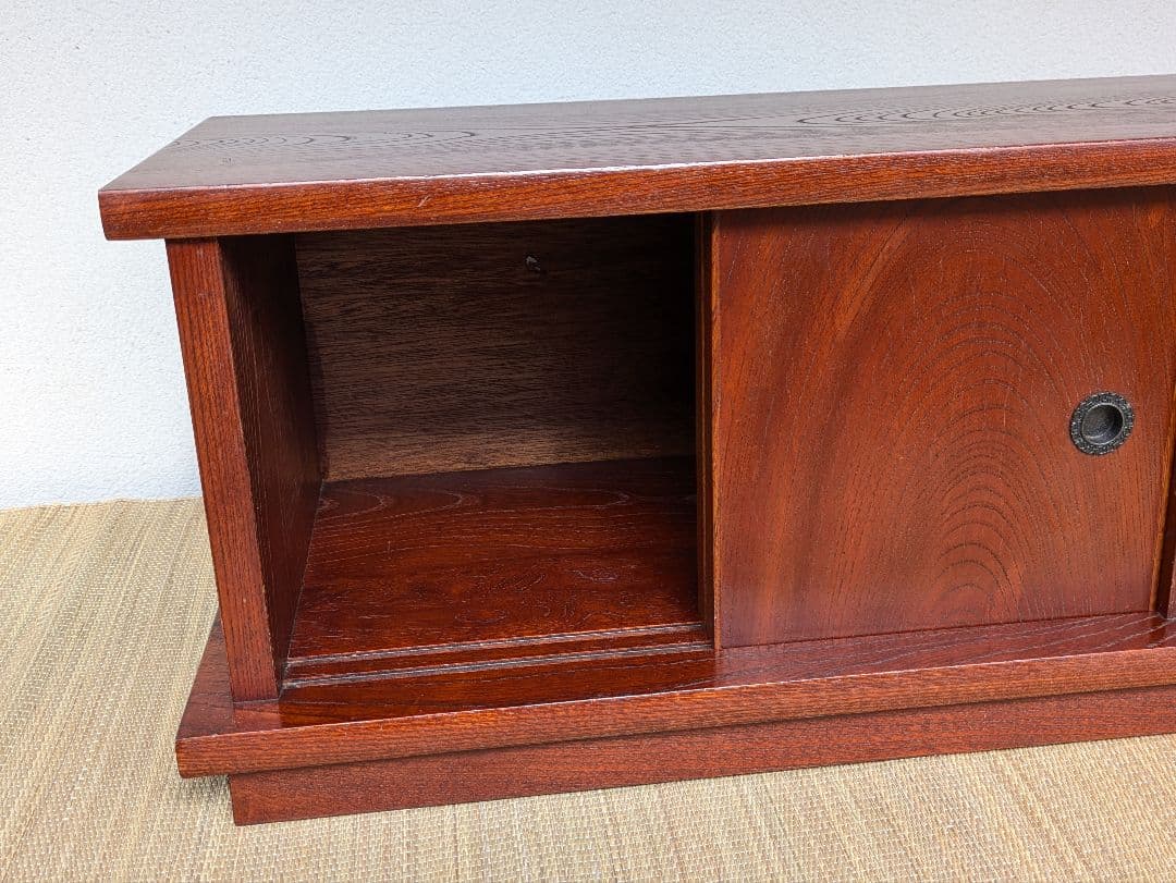 置き床　飾り棚　　無垢材　欅ケヤキ塗り　昭和レトロ