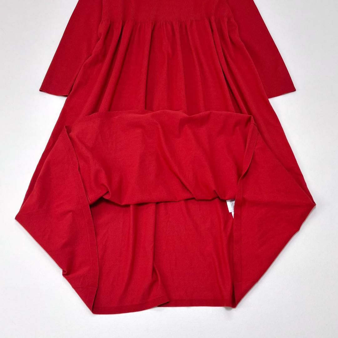 23区【洗える】ヴィスコースストレッチ Aライン ニットワンピース　L