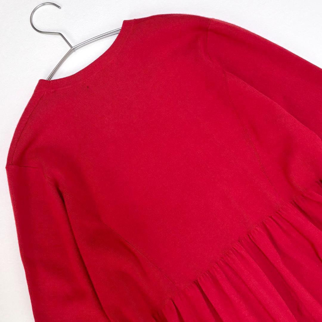 23区【洗える】ヴィスコースストレッチ Aライン ニットワンピース　L