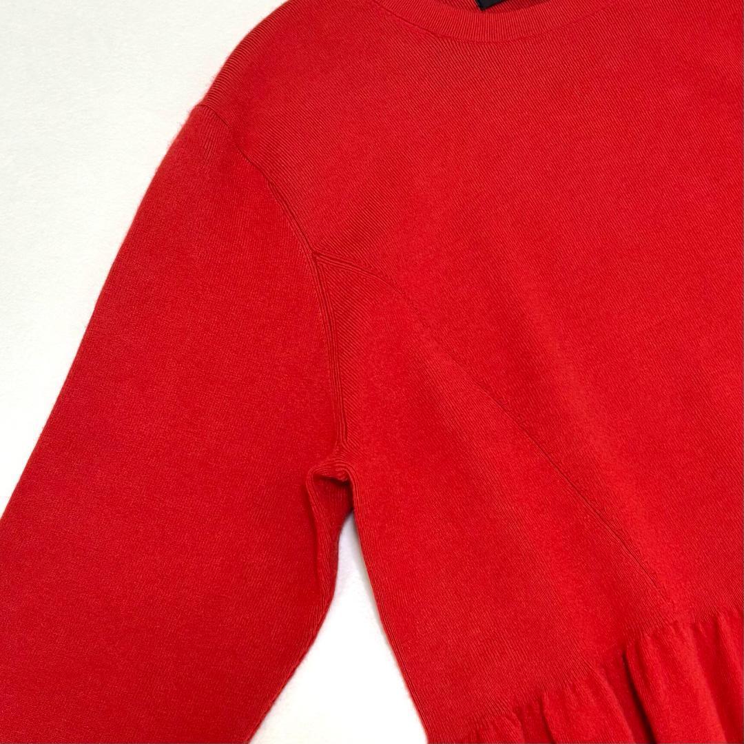 23区【洗える】ヴィスコースストレッチ Aライン ニットワンピース　L