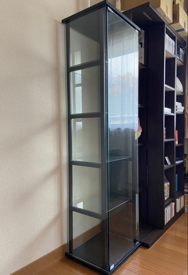 送料込み コレクションケース 5段 ブラック 強化ガラス 全面ガラス 組立て不要